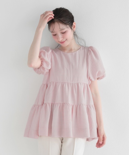 Fit more（フィットモア） チェックティアードトップス レディース