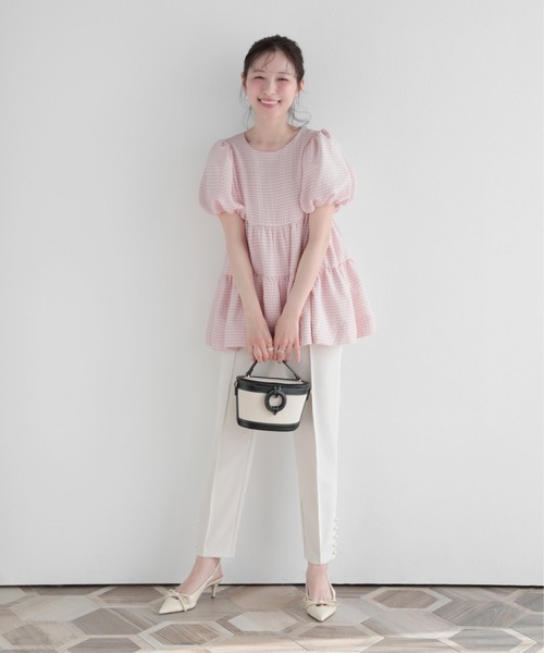 Fit more（フィットモア） チェックティアードトップス レディース