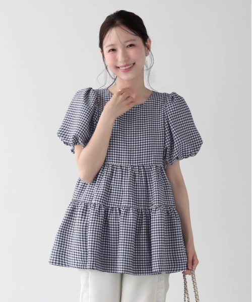Fit more（フィットモア） チェックティアードトップス レディース