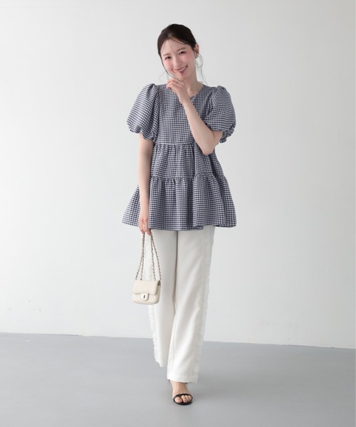 Fit more（フィットモア） チェックティアードトップス レディース