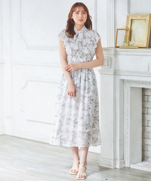 INGNI(イング) パーティードレス ワンピース 花柄フリルノースリ INGNI(イング) パーティードレス ワンピース 花柄フリルノースリ