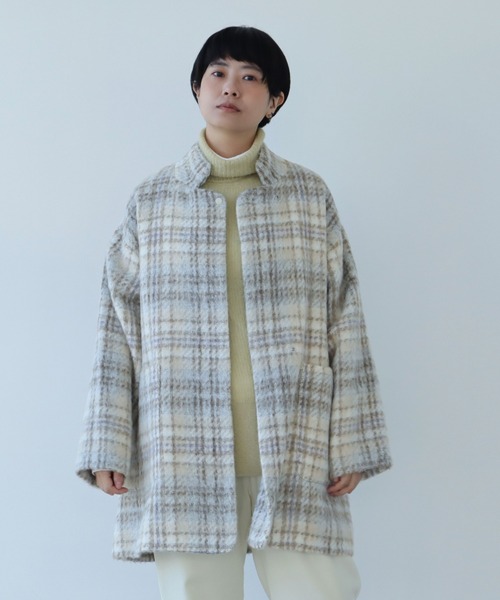 yuni アウター ISOLA シャギー チェック コート レディース : ZOZOTOWN  