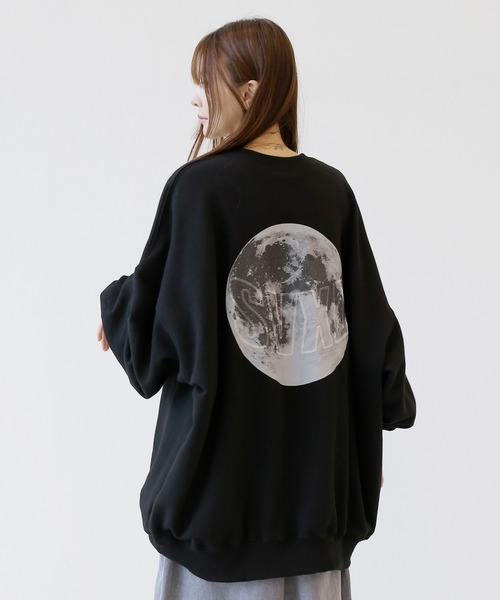 minsobi ムーンビッグシルエットスウェット ムーンプリントビッグシルエットスウェット（Tシャツ/カットソー