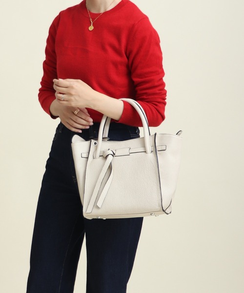 リボンノットバッグ♡新品 トートバッグ 「イタリア製」 本革 2WAY ノットリボン 舟形 レディース