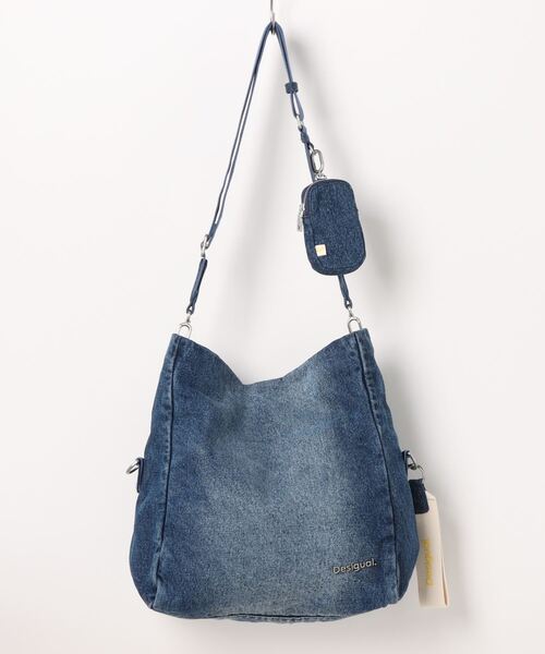 desigual デニムハンドバッグ 中古 キーホルダーあり デシグアル Desigual デニムハンドバッグ （ブルー