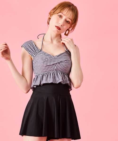 San-ai Resort 三愛水着楽園 水着 gingham check 3点セット水着