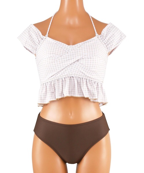 San-ai Resort 三愛水着楽園 水着 gingham check 3点セット水着