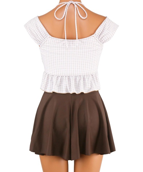 San-ai Resort 三愛水着楽園 水着 gingham check 3点セット水着