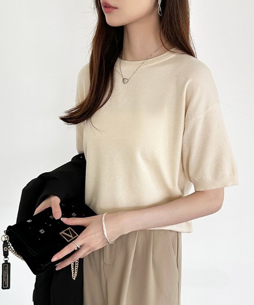 【boohoo】半袖 クルーネック ニット サマーセーター Tシャツ Amazon.co.jp: サマーニット レディース 半袖 ニット 春服 夏服