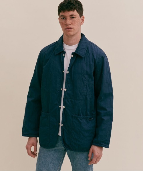 【LAVENHAM】ラベンハム コットン100% ノーカラーコート インディゴ LAVENHAM コート ジャケット Unwadded Worker Raydon Mens