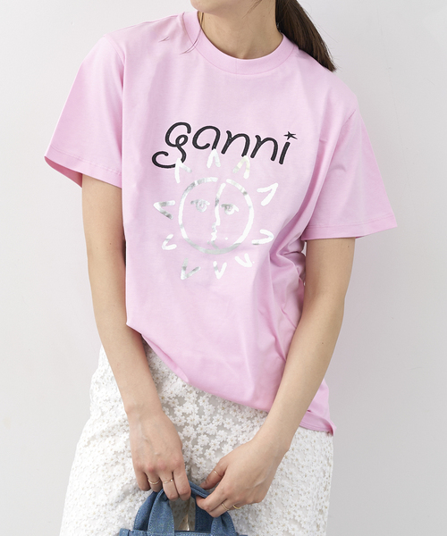GANNI ガニー　tee GANNI/ガニー】Tシャツ BASIC JERSEY LEMON RELAXED T-SHIRT