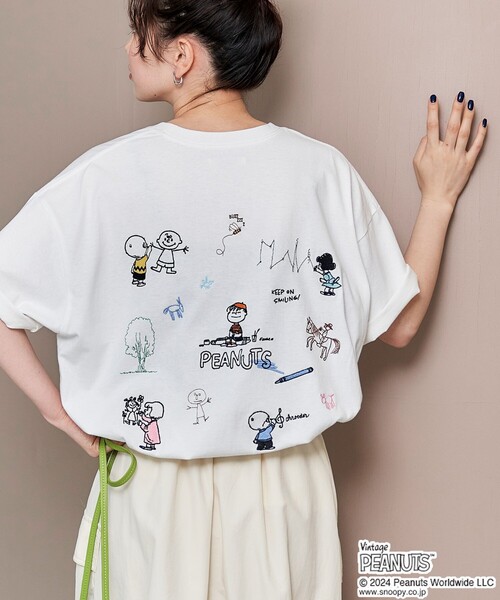 tシャツ Tシャツ レディース オリジナル展開　PEANUTS/ピーナッツ 　PEANUTS バック 刺繍 半袖 Tシャツ｜zozo｜09