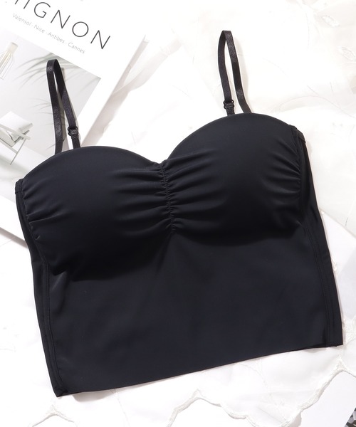 Lace Ladies キャミソール フレンチ ギャザー カップ付き