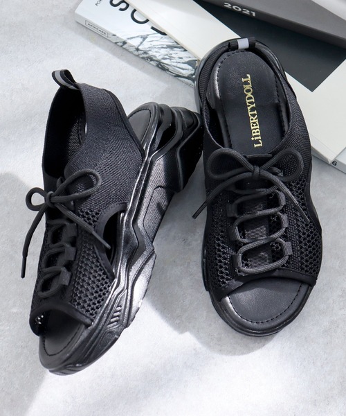LibertyDoll サンダル ニットレースアップ スポーツサンダル