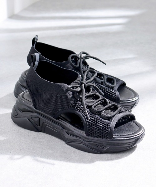 【1807】INF-008 GOTHIC LACE UP 大人気 サンダル 送料関税込 1807*日本未*1807 GOTHIC LACE UP 厚底キャンバスサボ/サンダル
