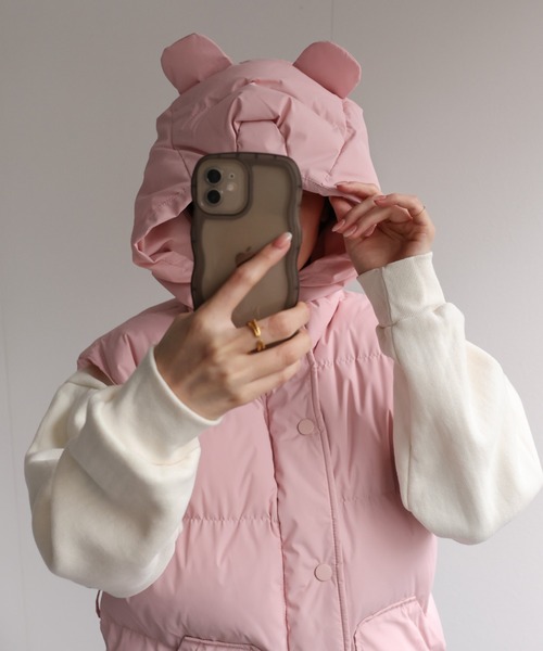 LACーVERT ダウンベスト ベスト くま耳ダウンベスト レディース メンズ