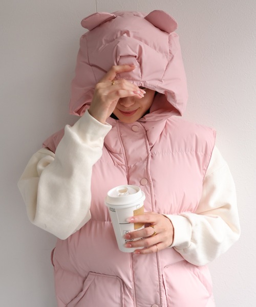 ダウンベスト ベスト くま耳ダウンベスト レディース メンズ | LACーVERT | 05