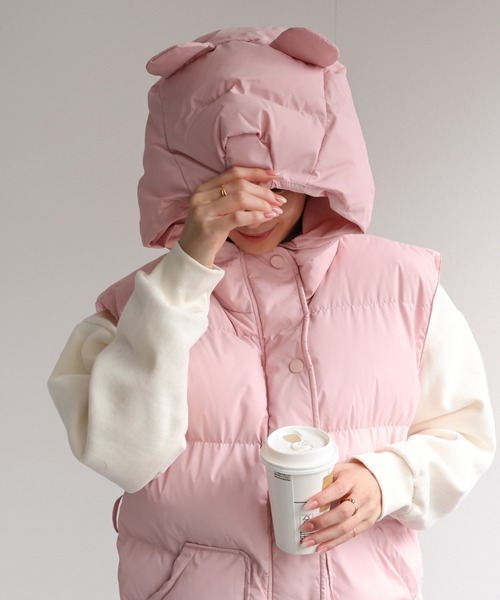 LACーVERT ダウンベスト ベスト くま耳ダウンベスト レディース メンズ