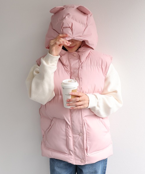 ダウンベスト ベスト くま耳ダウンベスト レディース メンズ | LACーVERT | 06