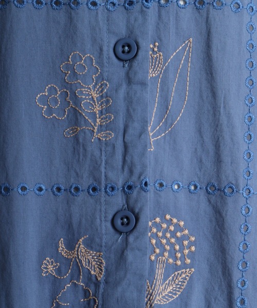 再値下げ　刺繍　花柄　ワンピース　グレー　emago イマゴ　ナチュラン 楽天市場】花レース刺繍ワンピース レディース トップス 長袖