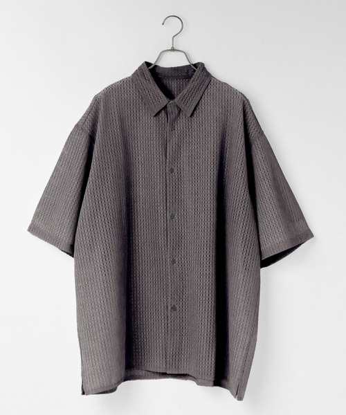 LOWRYS FARM　ダークグレー　Wメッシュジャケシャツ LOWRYS FARM（ローリーズファーム）の「メッシュWジャケシャツ