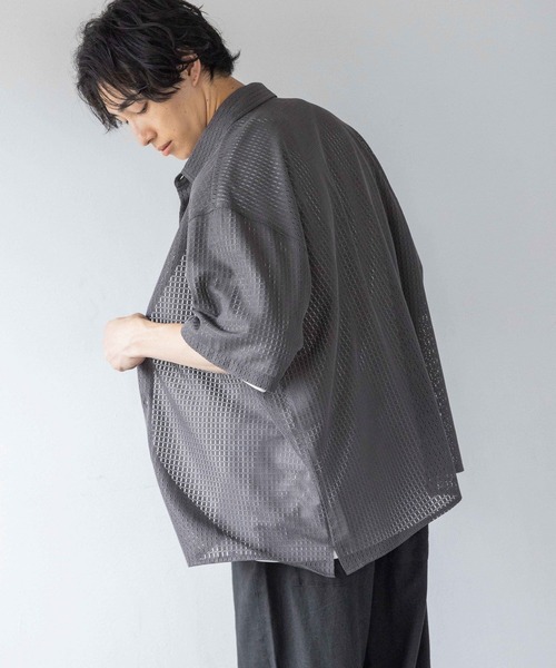 LOWRYS FARM　ダークグレー　Wメッシュジャケシャツ cz5604-01_1.jpg
