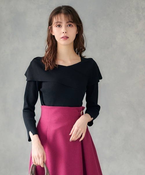 /ヤマネコ様MEIAS コスモ ニット プルオーバー メイアス 23AW 12Twelve Agenda ニット セーター クロスアシメオフショル7分袖