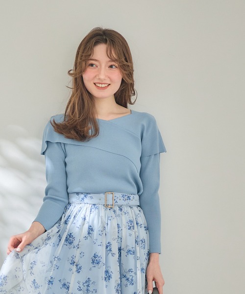 /ヤマネコ様MEIAS コスモ ニット プルオーバー メイアス 23AW 12Twelve Agenda ニット セーター クロスアシメオフショル7分袖