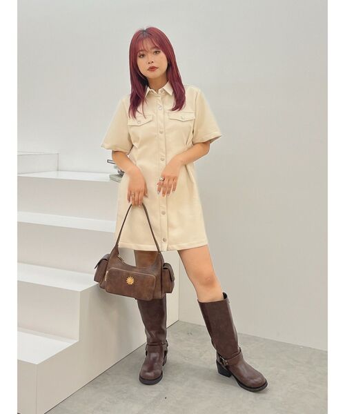 EVRIS（エヴリス） ワンピース フェイクレザーミニワンピース