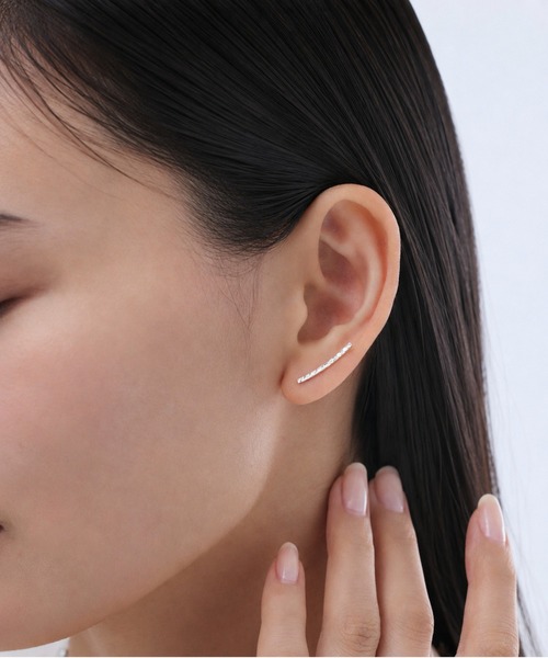 ciite' つけっぱなし ピアス ラインピアス イヤーカフ風 (両耳用