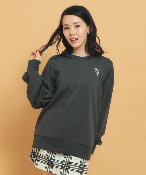 PINK-latte tシャツ 秋冬マストアイテム クマ裏毛スウェット