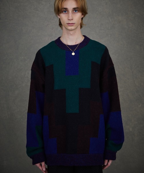 taupe マルチカラーニット GARDEN TOKYO セーター ニット TAUPE/トープ/BUMPY INTARSIA NECK KNIT