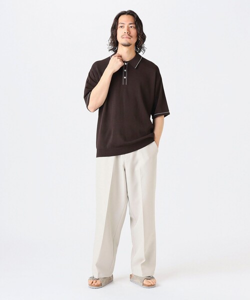 B：MING by BEAMS ポロシャツ 12ゲージ ステッチ ニット ポロ