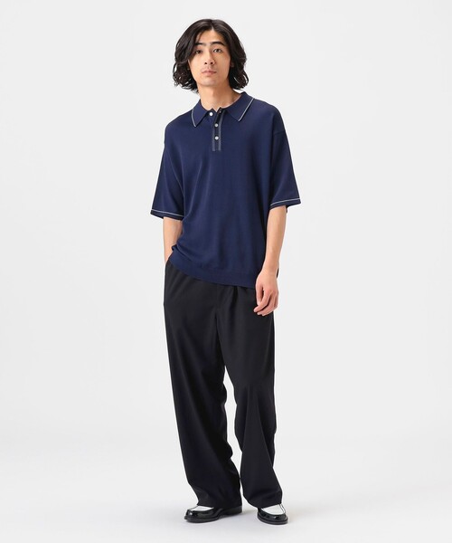 B：MING by BEAMS ポロシャツ 12ゲージ ステッチ ニット ポロ