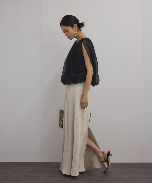 SALON adam et rope' スカート 「セットアップ対応」リネン