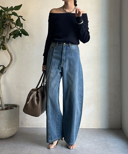 デニム ジーパン パンツ センターライン ストレート 韓国 L1944 デニム センターライン ストレートデニム ストレートパンツ ハイ