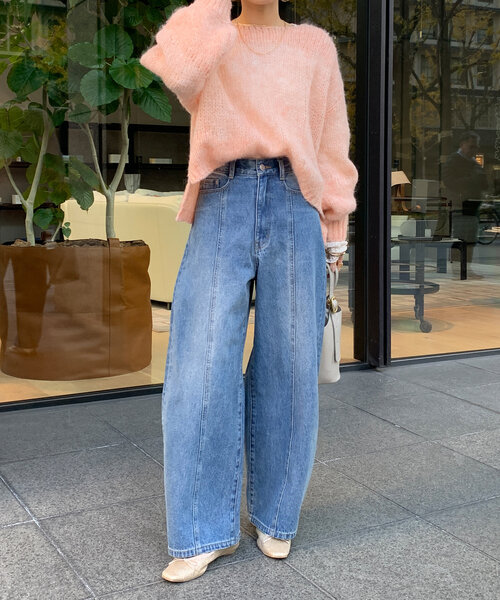 DouDou サックスブルー カーブデニム 38 DouDou ジーンズ デニム デニムパンツ センターラインデニム