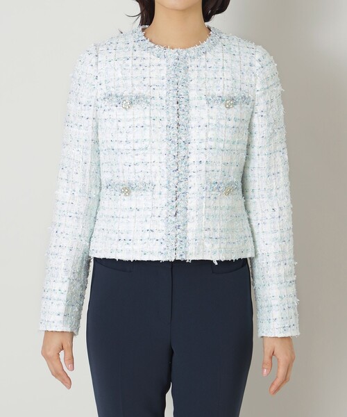 TO BE CHIC ジャケット ノーカラージャケット フラッグモールツイード