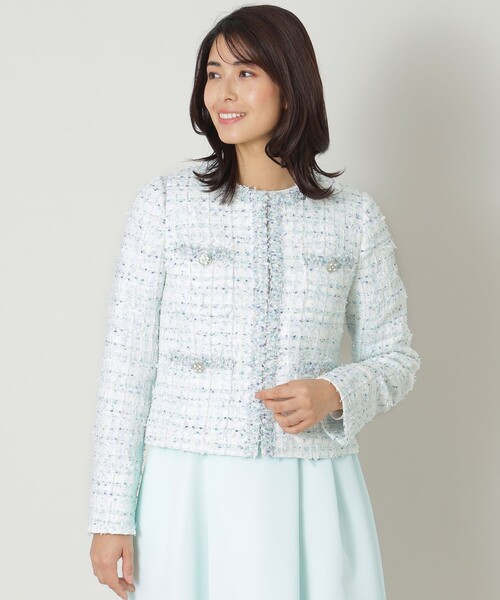 TO BE CHIC ツイードジャケット TO BE CHIC ジャケット ノーカラージャケット フラッグモール