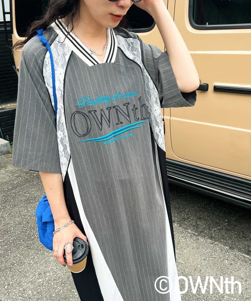 OWNth ワンピース ラインデザイン切替OWNthロゴワンピース