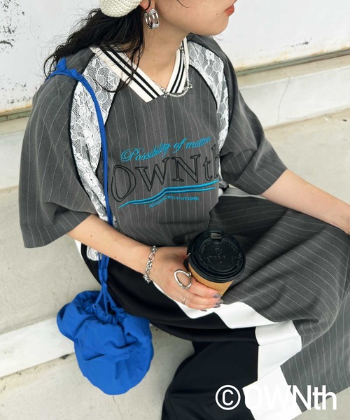 OWNth ワンピース ラインデザイン切替OWNthロゴワンピース