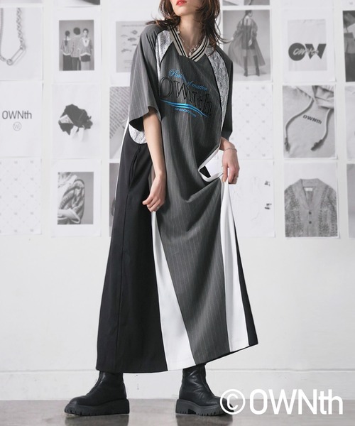 OWNth（オンス） ワンピース ラインデザイン切替OWNthロゴワンピース