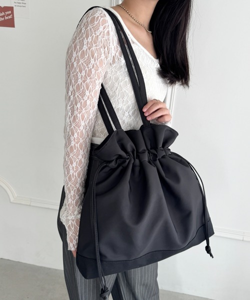 ショルダーバッグ バッグ 「A4収納可」大容量 巾着トートバッグ