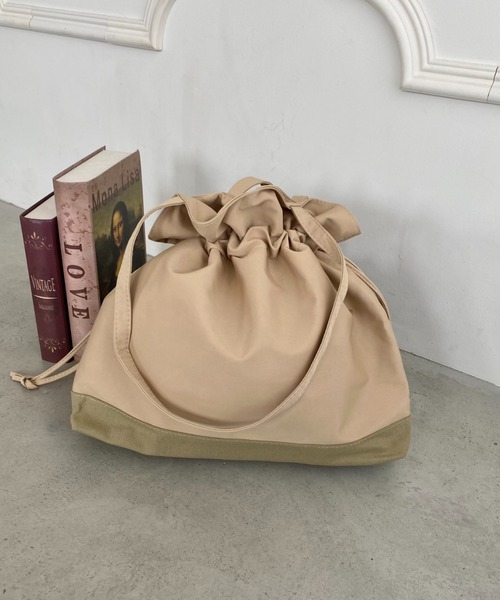 ショルダーバッグ バッグ 「A4収納可」大容量 巾着トートバッグ