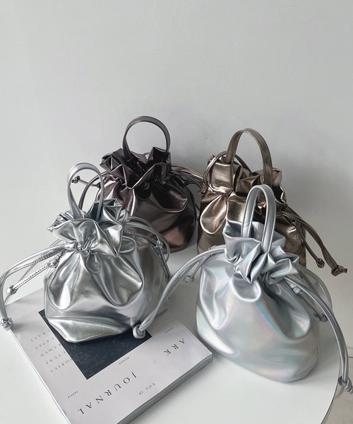 エトロ☆巾着レザーショルダーバッグ LYEON ショルダーバッグ バッグ エコレザー巾着ショルダーバッグ