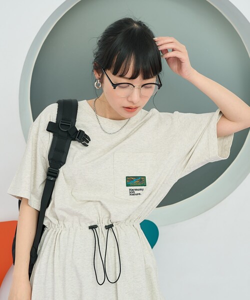 tシャツ Foxfire × FREAK'S STORE/フォックスファイヤー 別注 ウエストコードポケット付 Tシャツワンピース レディース FREAK'S STORE tシャツ Foxfire × STORE/フォックスファイヤー