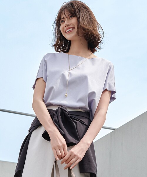 23区 tシャツ 「汗じみ防止/洗える」スムースデザイン フレンチ