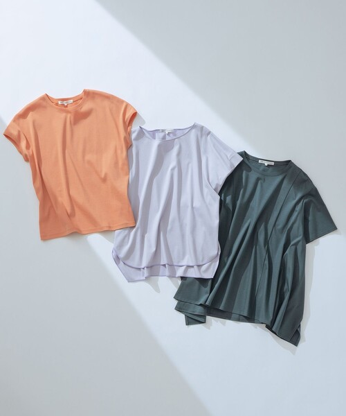 tシャツ 「汗じみ防止/洗える」スムースデザイン フレンチスリーブ Tシャツ レディース 汗じみ防止/洗える】スムースデザイン フレンチスリーブ Tシャツ
