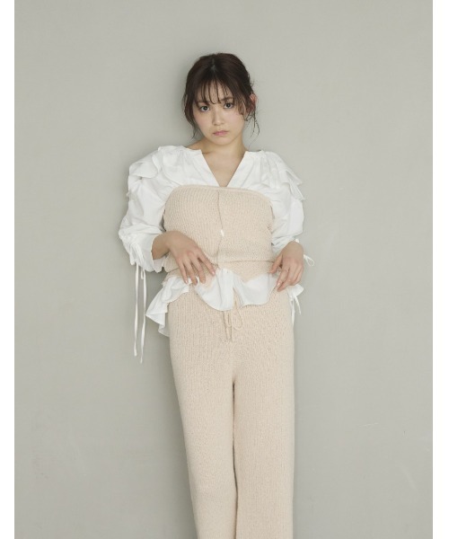 NOTRE emor（ノートルエモア） パンツドレス wave knit bustier x