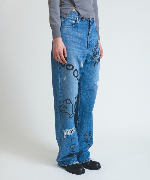 パンツ 「soduk」love books denim trousers レディース : ZOZOTOWN